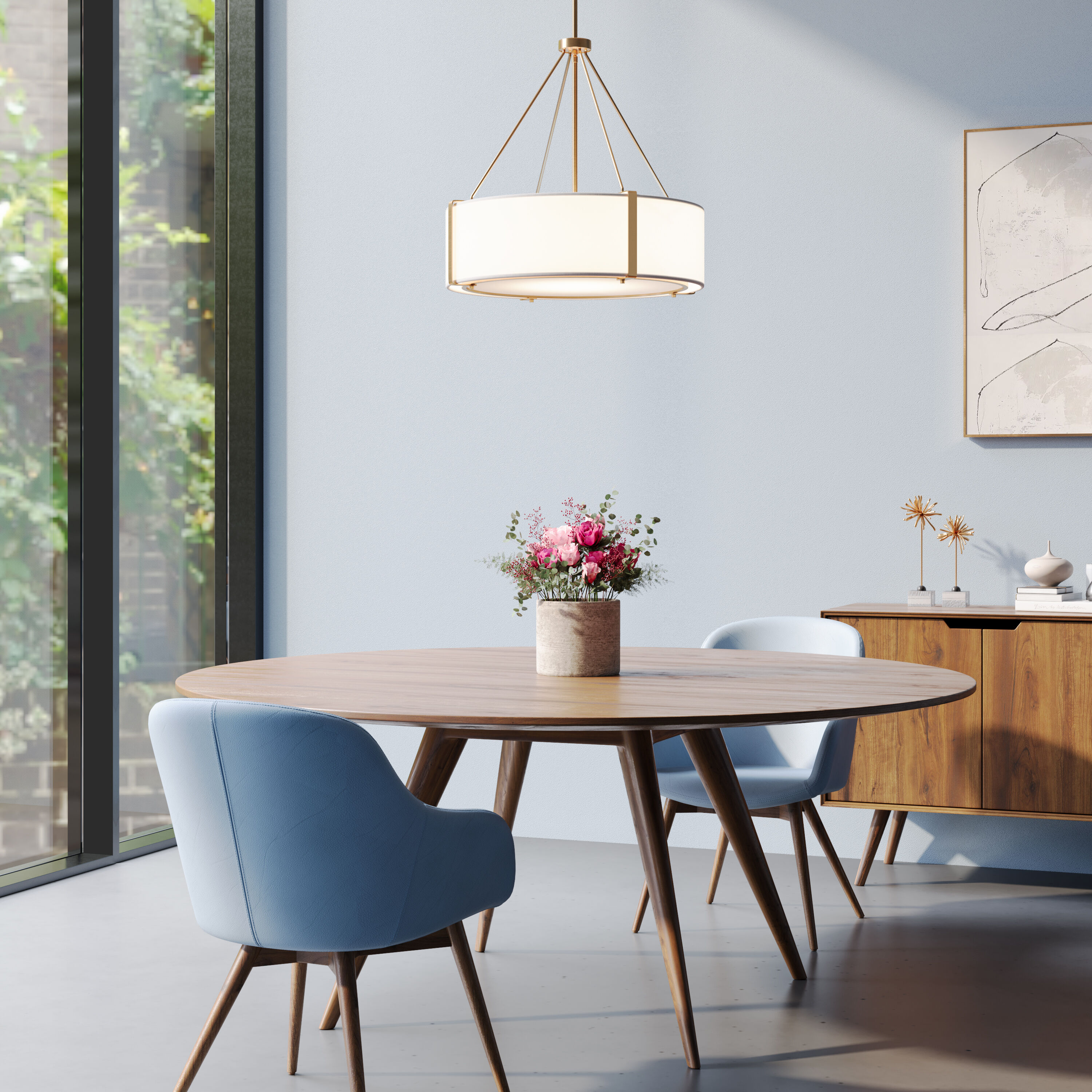 Telfar 3 Light 24 inch Modern Gold/White Pendant Ceiling Light